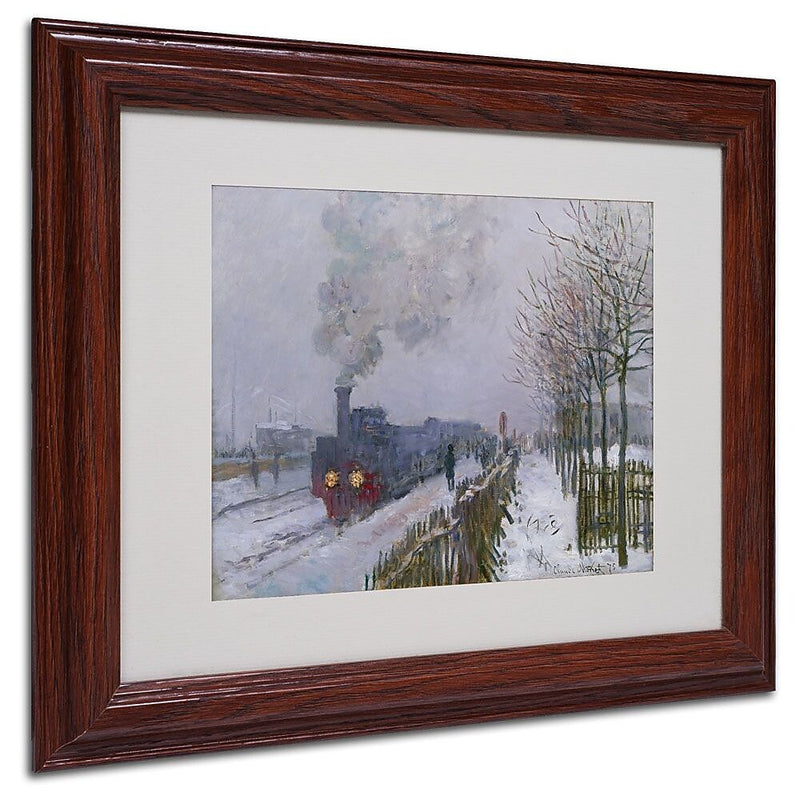 Trademark Fine Art 'Train In the Snow' 11" x 14" Wood Frame Art