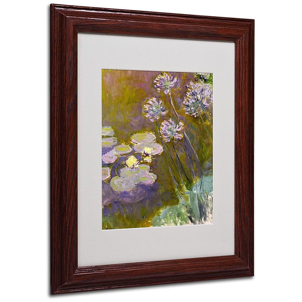 Trademark Fine Art 'Waterlilies and Agapanthus' 11" x 14" Wood Frame Art