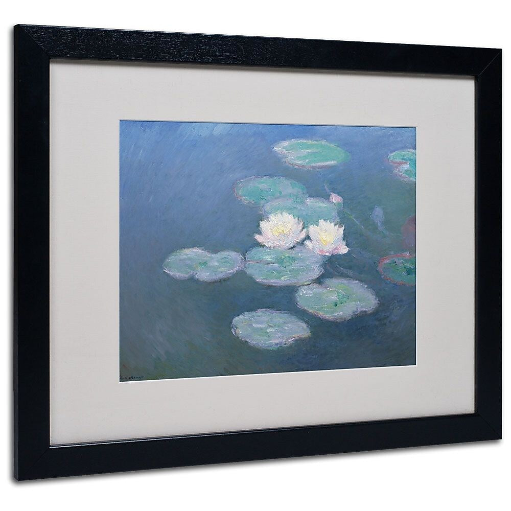 Trademark Fine Art 'Waterlilies Evening' 16" x 20" Black Frame Art