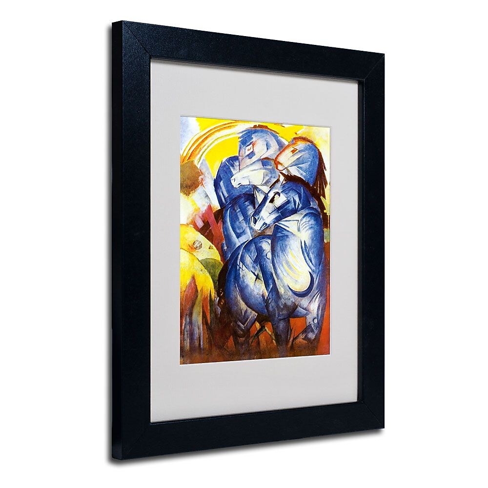 Trademark Fine Art 'A Tower of Blue Horses' 11" x 14" Black Frame Art