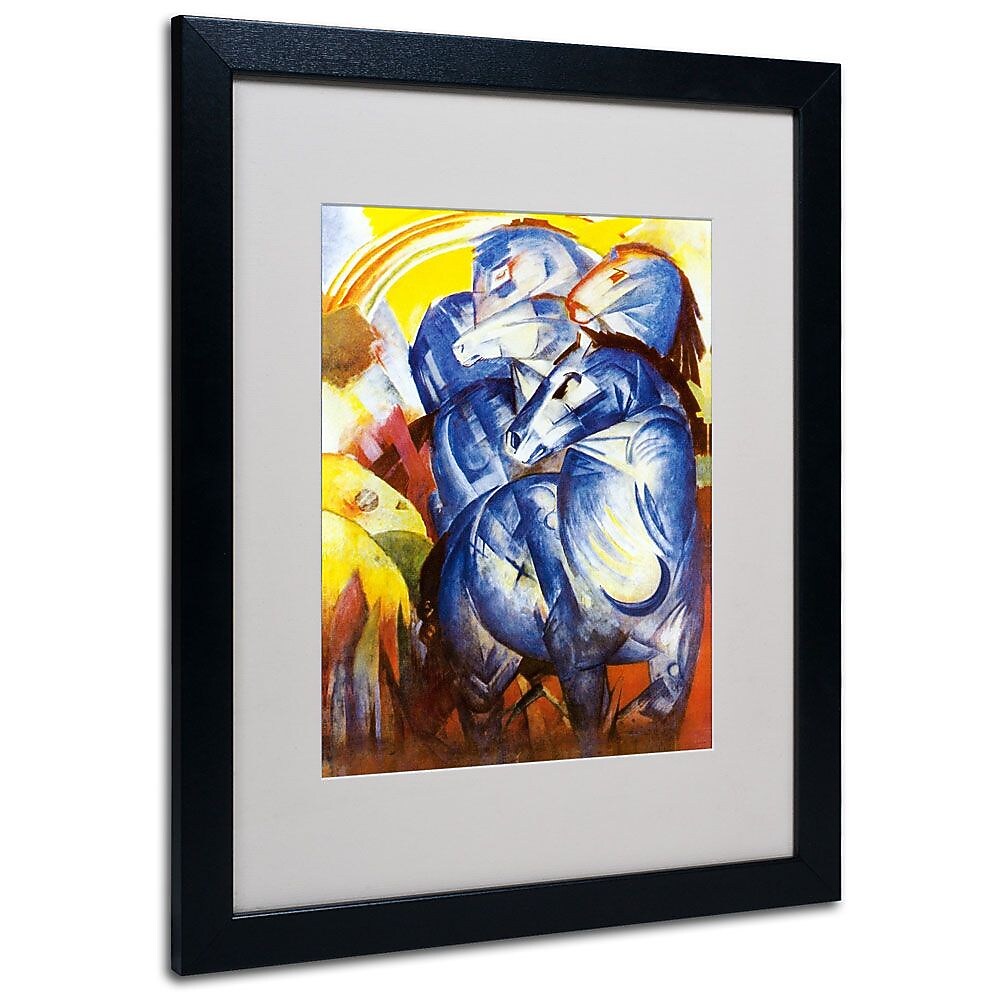 Trademark Fine Art 'A Tower of Blue Horses' 16" x 20" Black Frame Art