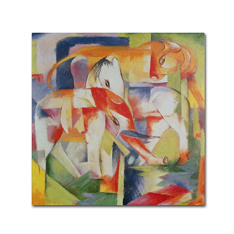Trademark Fine Art 'Elephant, Horse and Cow' 18" x 18" Canvas Art