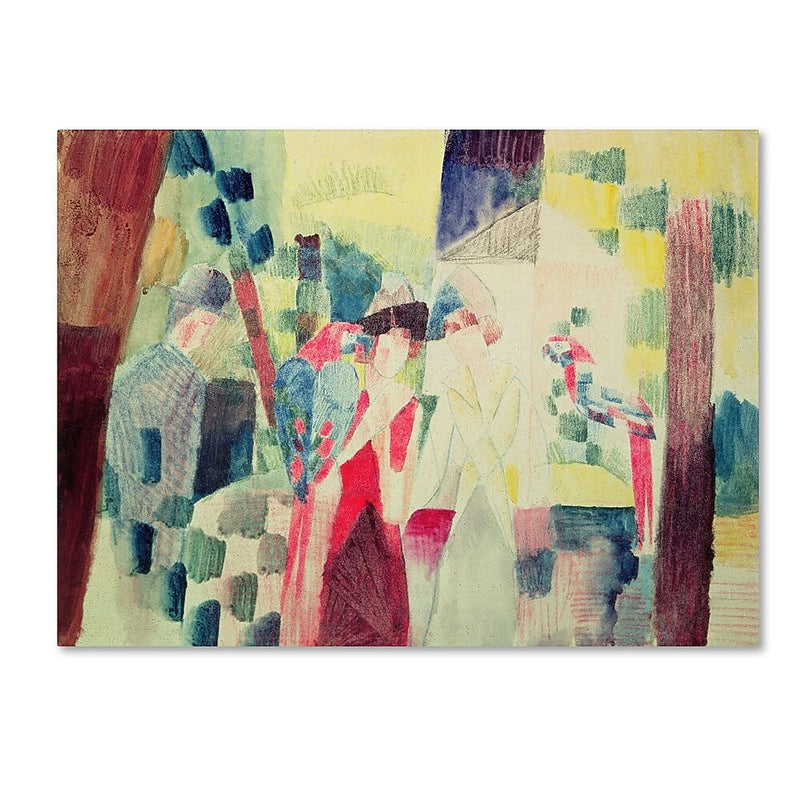 Trademark Fine Art 'Two Women and a Man With Parrots' 35" x 47" Canvas Art