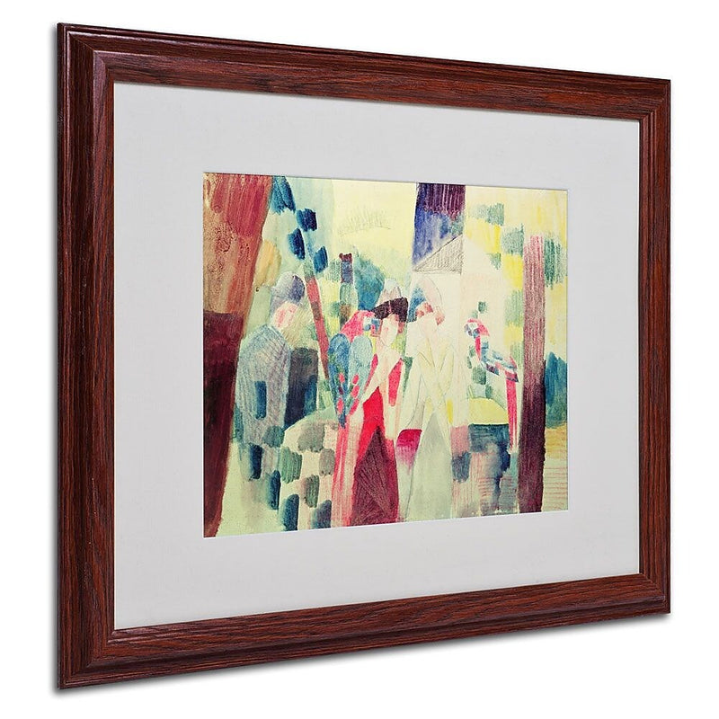 Trademark Fine Art 'Two Women and a Man With Parrots' 16" x 20" Wood Frame Art