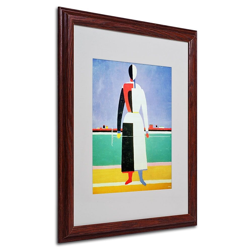 Trademark Fine Art 'Woman With Rake' 16" x 20" Wood Frame Art