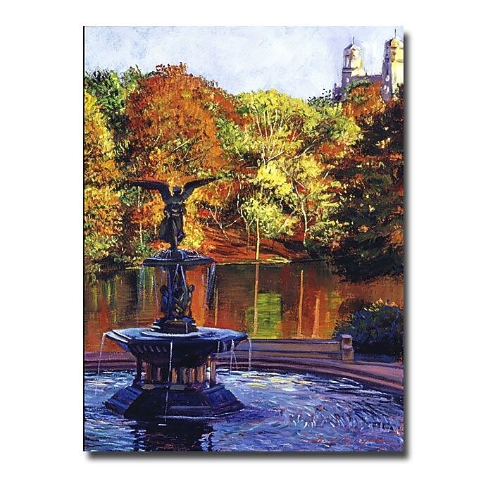 Trademark Fine Art 'Fountain at Central Park' 24" x 32" Canvas Art
