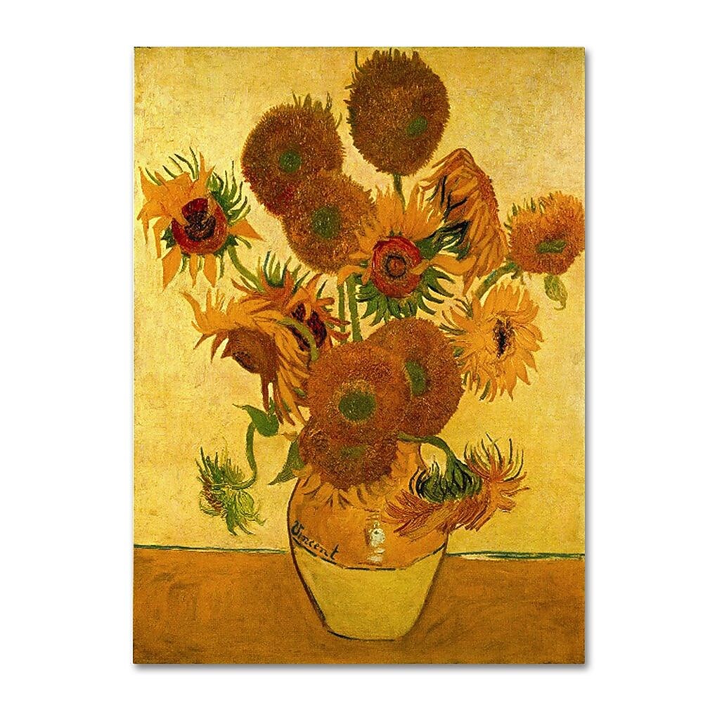 Trademark Fine Art 'Vase with Sunflowers' 18" x 24" Canvas Art