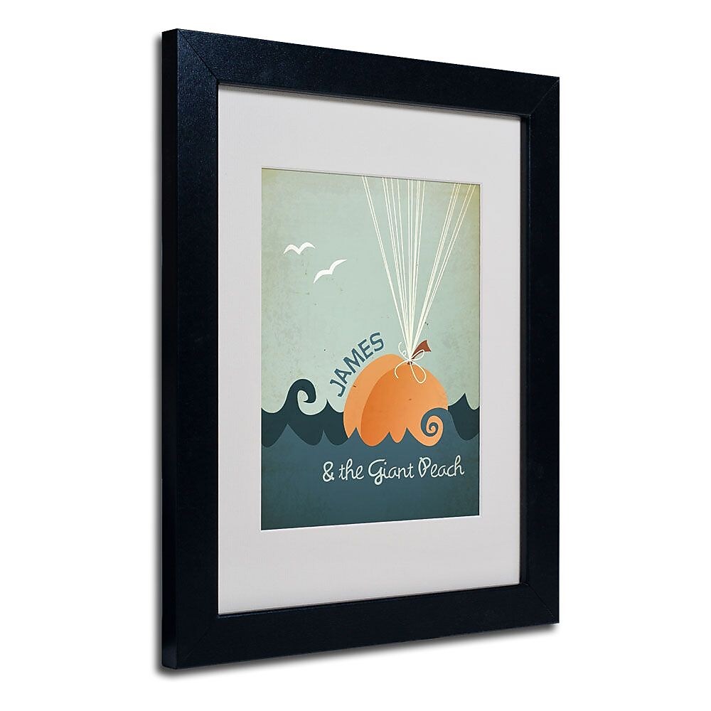 Trademark Fine Art 'James and the Giant Peach' 11" x 14" Black Frame Art