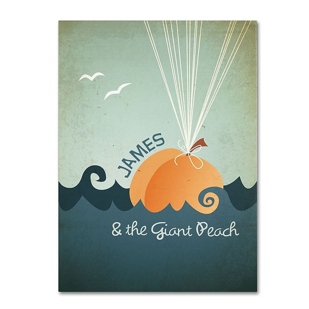 Trademark Fine Art 'James and th Giant Peach' 16" x 24" Canvas Art
