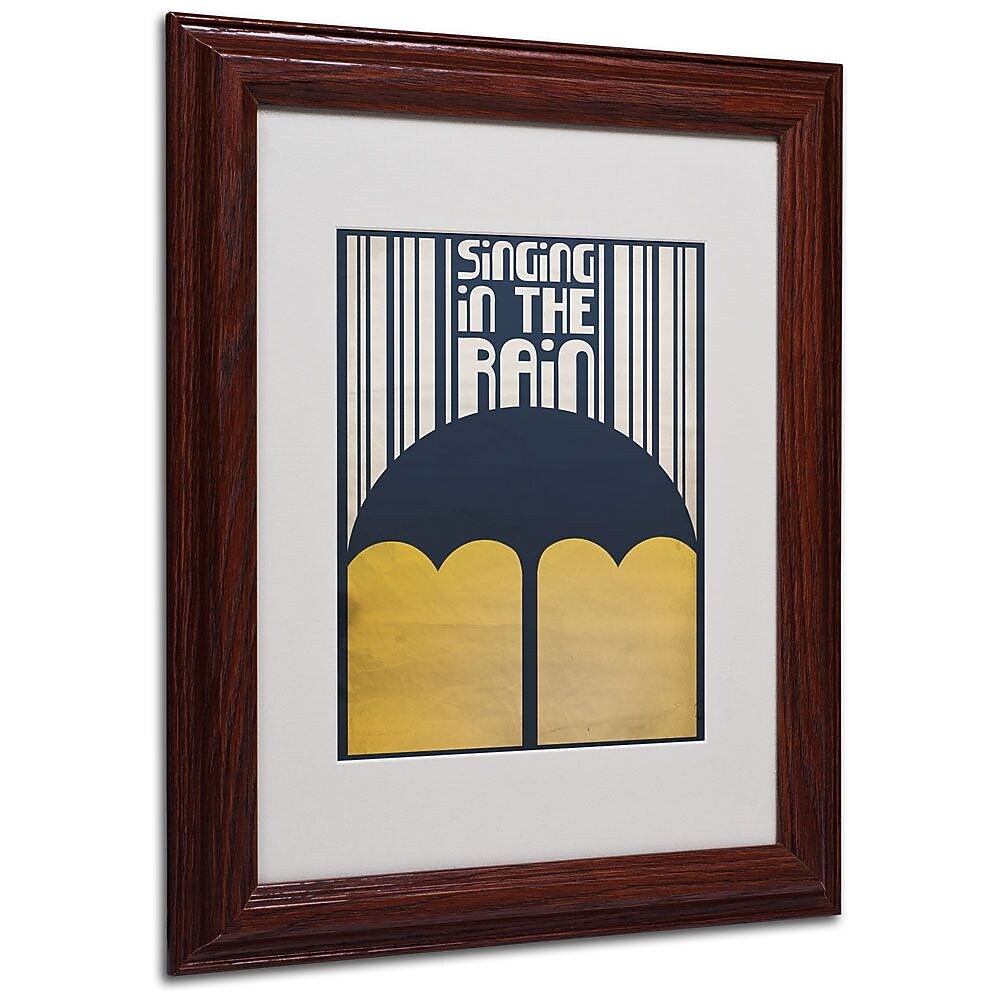 Trademark Fine Art 'Singing in the Rain' 11" x 14" Wood Frame Art