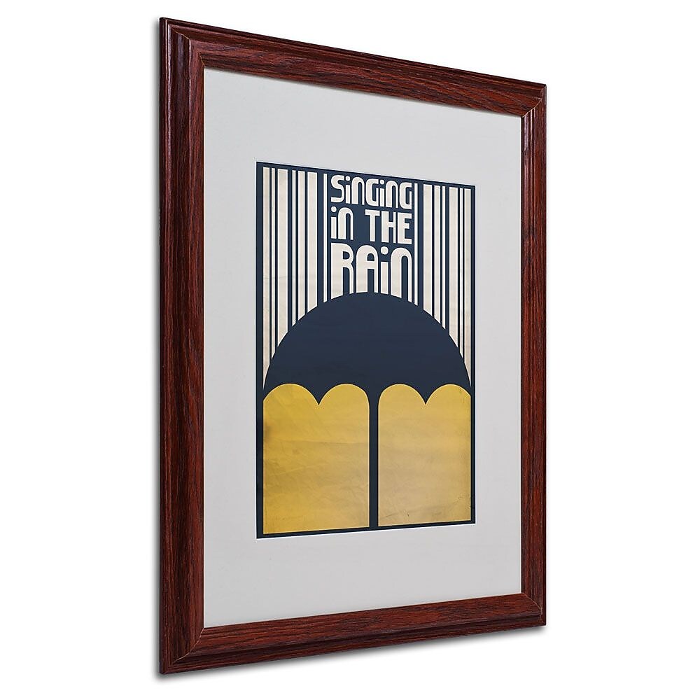 Trademark Fine Art 'Singing in the Rain' 16" x 20" Wood Frame Art