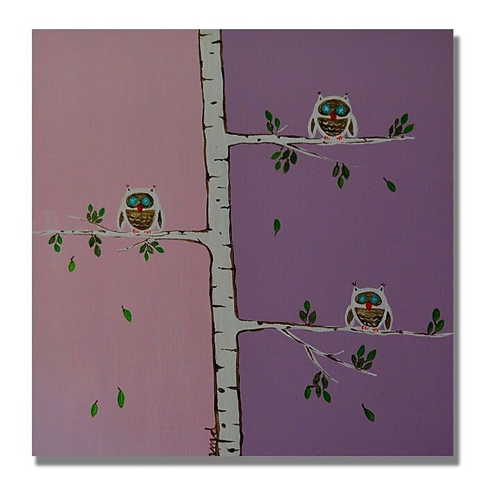 Trademark Fine Art 'Three Owls' 18" x 18" Canvas Art