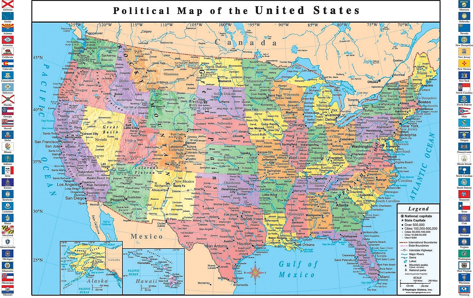 Replogle USA Wall Map, 33" x 49"
