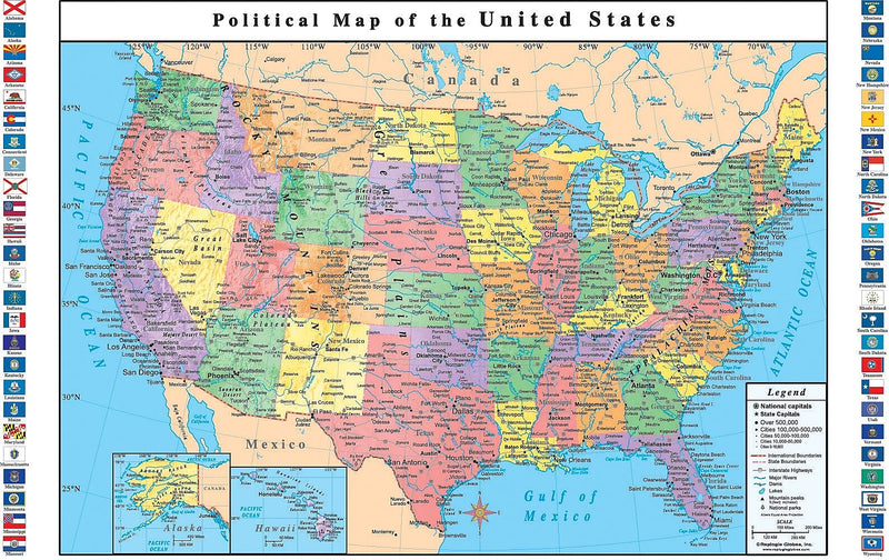 Replogle USA Wall Map, 33" x 49"