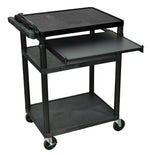 Luxor 3-Shelf Plastic/Poly Mobile A/V Cart with Lockable Wheels, Black (LP34LE-B)