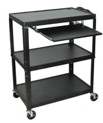Luxor 3-Shelf Metal Mobile A/V Cart with Lockable Wheels, Black (AVJ42XLKB)