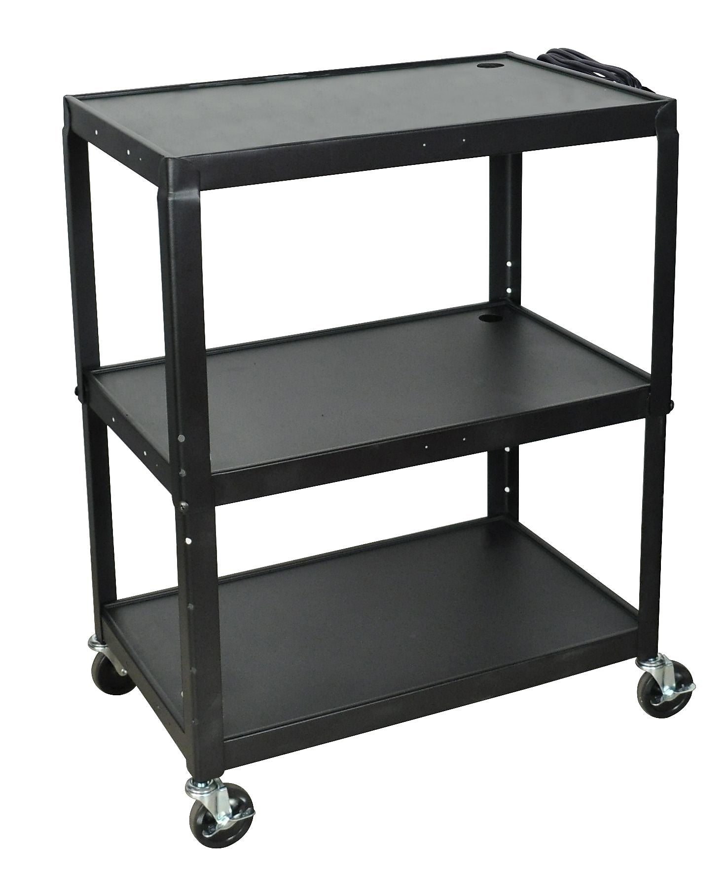 Luxor 3-Shelf Metal Mobile A/V Cart with Lockable Wheels, Black (AVJ42XL)