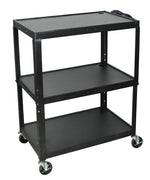Luxor 3-Shelf Metal Mobile A/V Cart with Lockable Wheels, Black (AVJ42XL)