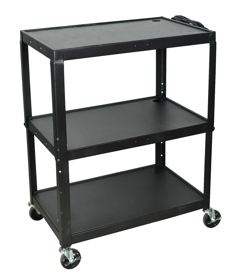 Luxor 3-Shelf Metal Mobile A/V Cart with Lockable Wheels, Black (AVJ42XL)
