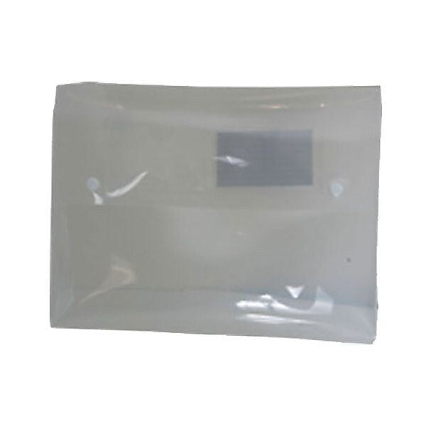 JAM Paper® Plastic Portfolio with Two Button Snap Closure - 9 1/2" x 12 1/2" x 3/4" - Clear - Sold Individually