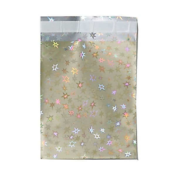 JAM Paper 6.25 x 7.875 Open End Foil Envelopes with Self-Adhesive Closure, 6.25 x 7.875, Gold Stars, 25/Pack (1333326)