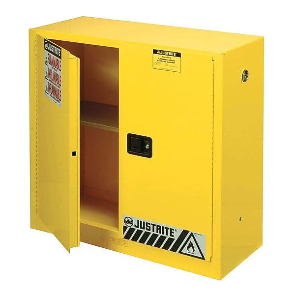 Justrite 30 gal Sure-Grip EX Standard Safety Cabinet, Yellow