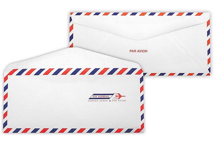 LUX® 13lbs. 4 1/8" x 9 1/2" #10 Regular Envelopes, Airmail, 1000/BX