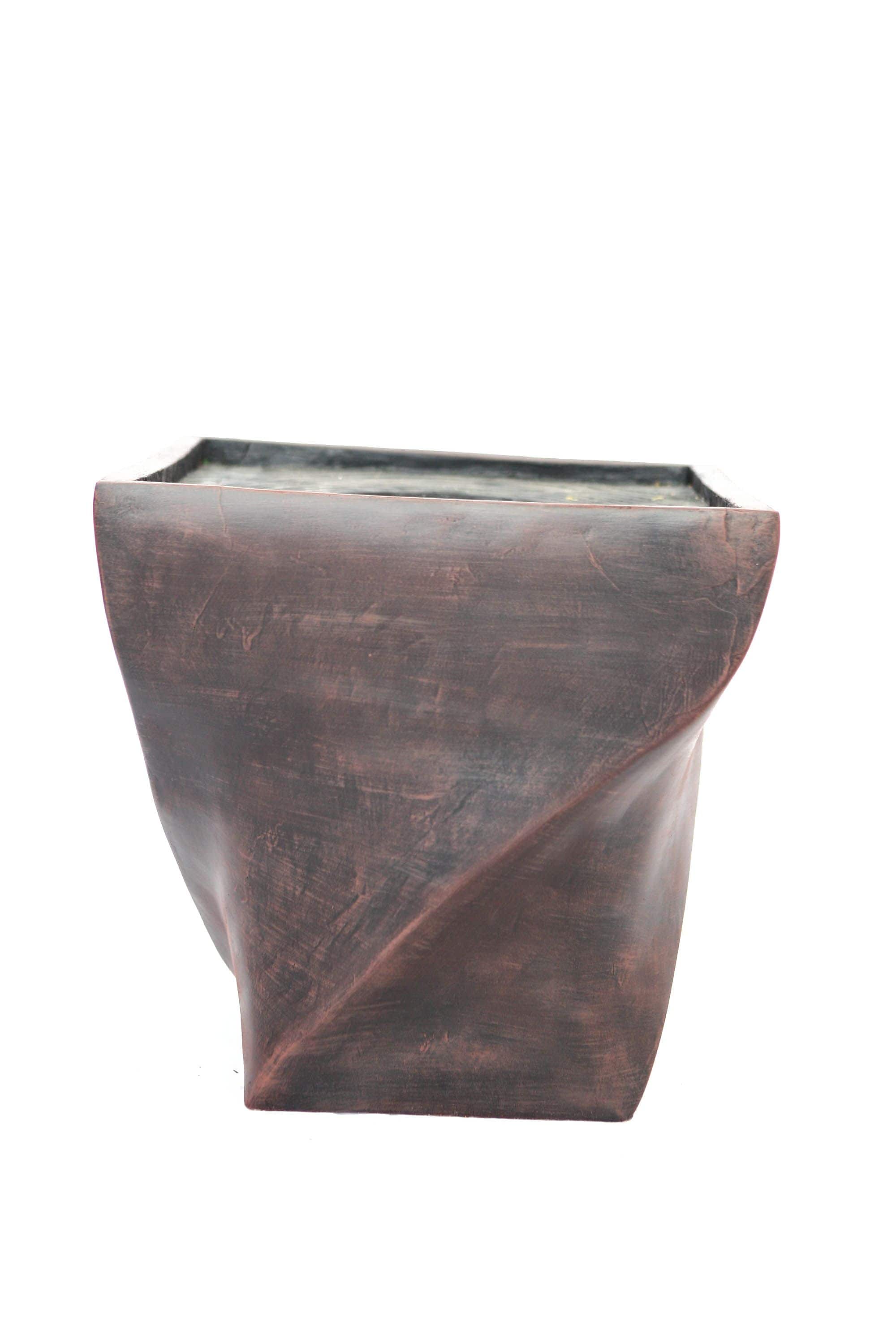 Vintage Home 17 1/2" x 17" x 17" Fiberstone Planter, Black/Bronze