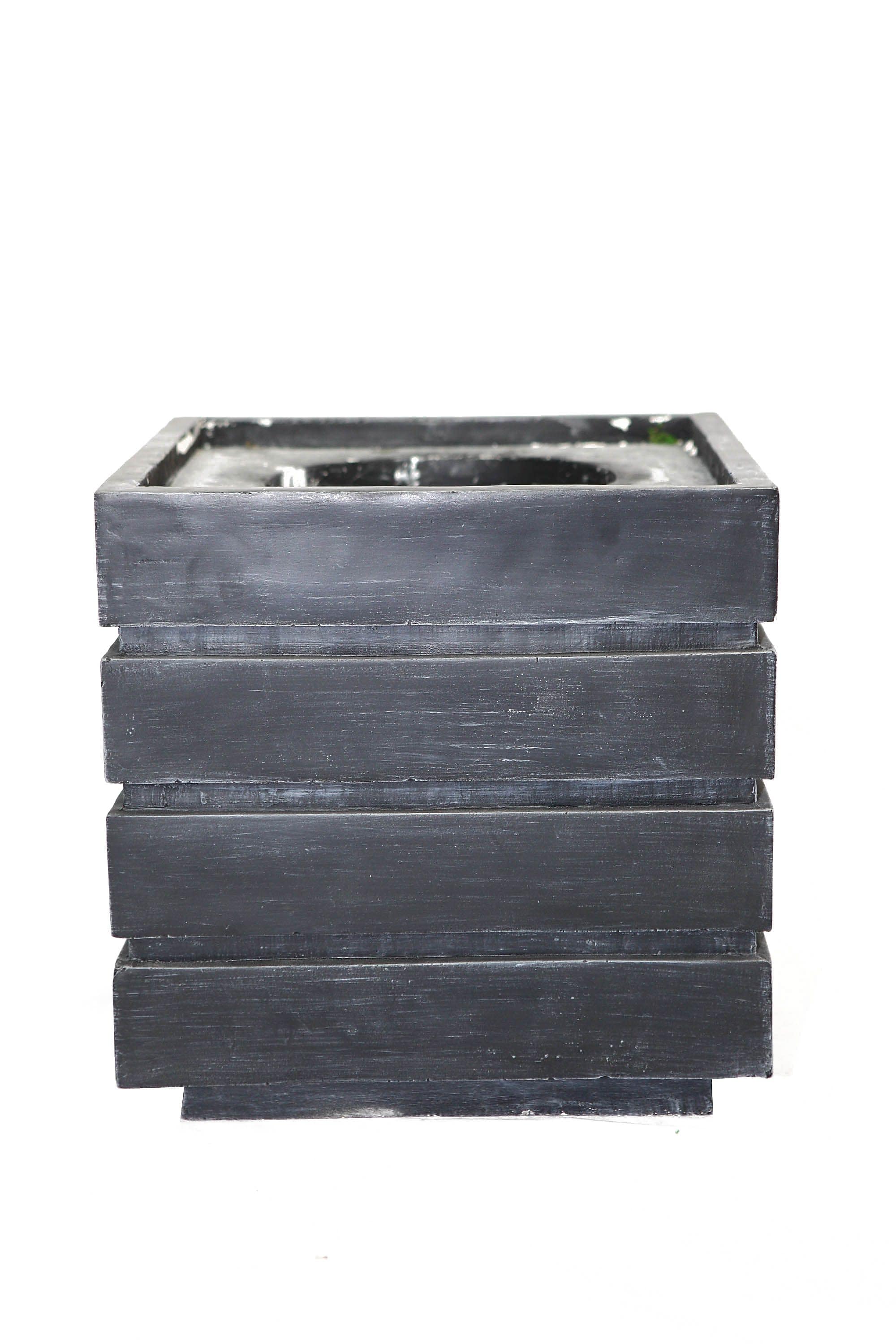 Vintage Home 14" x 14" x 14" Fiberstone Planter, Black/Gray