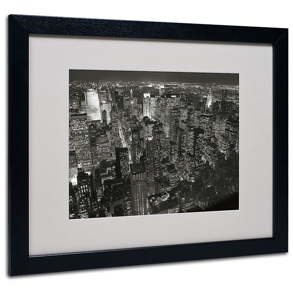 Trademark Fine Art 'Night Skyline' 16" x 20" Black Frame Art