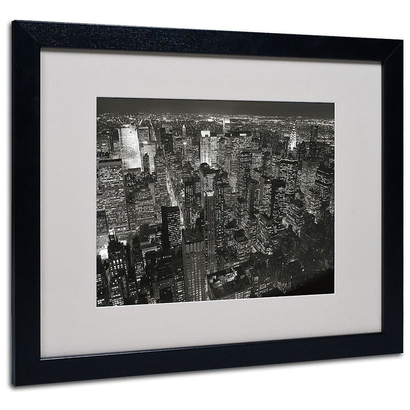 Trademark Fine Art 'Night Skyline' 16" x 20" Black Frame Art
