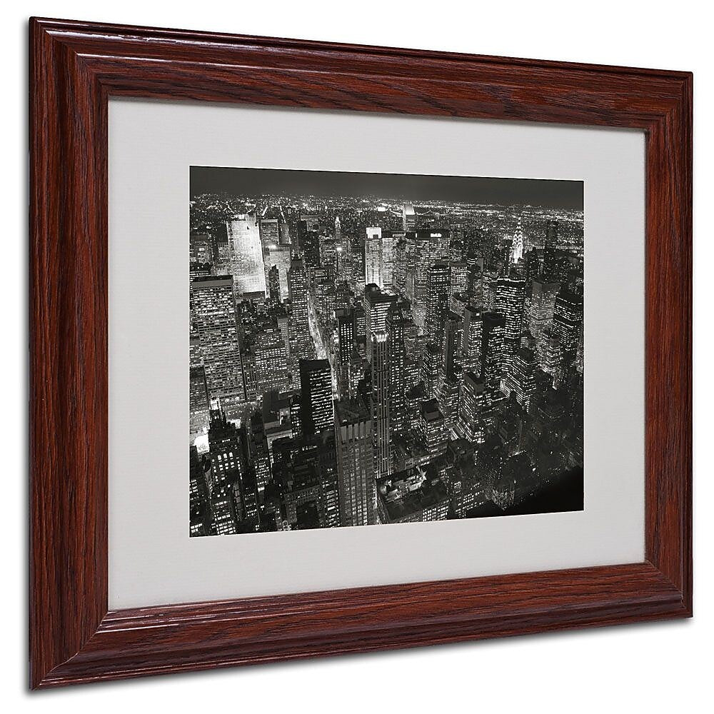 Trademark Fine Art 'Night Skyline' 11" x 14" Wood Frame Art