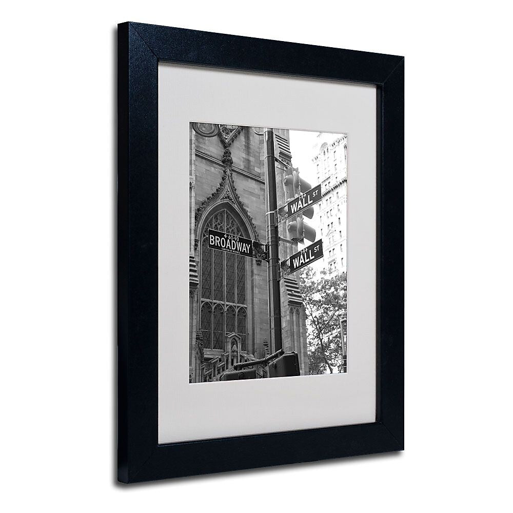Trademark Fine Art 'Wall Street Signs' 11" x 14" Black Frame Art