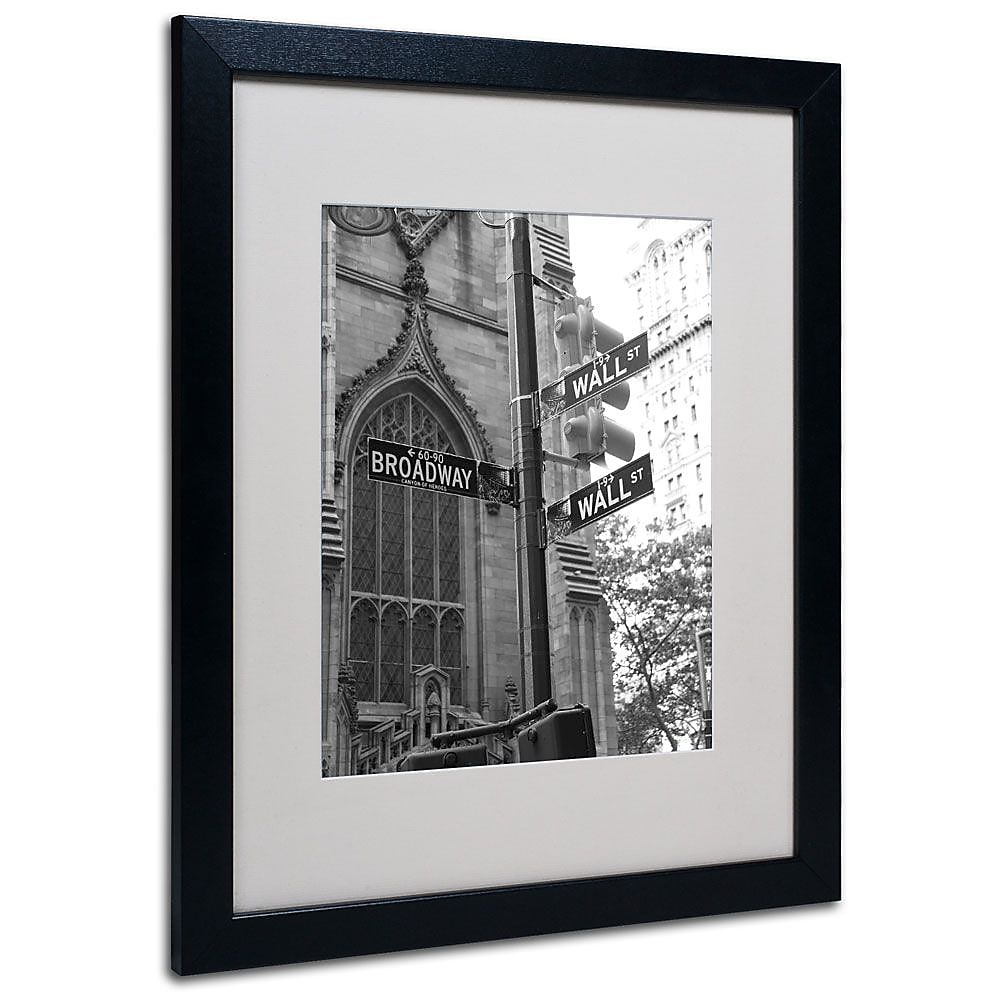 Trademark Fine Art 'Wall Street Signs' 16" x 20" Black Frame Art