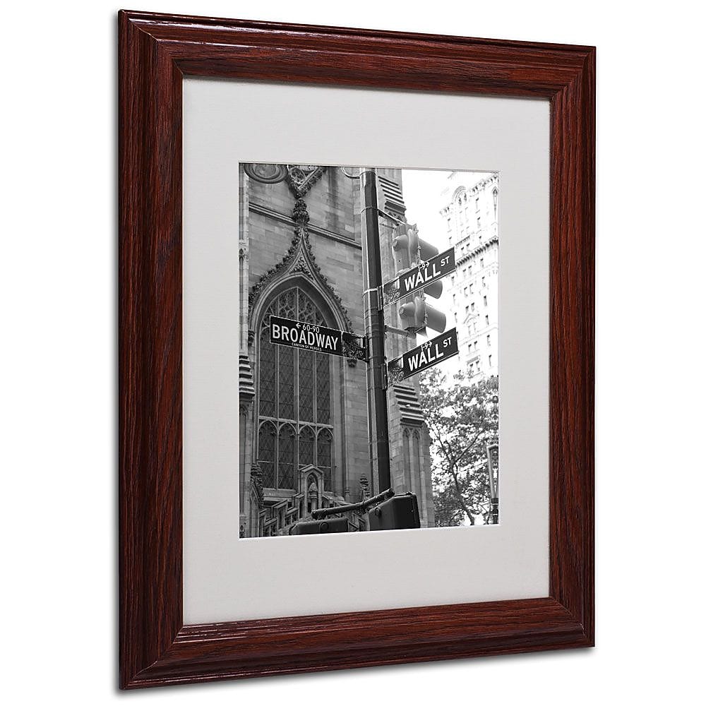 Trademark Fine Art 'Wall Street Signs' 11" x 14" Wood Frame Art