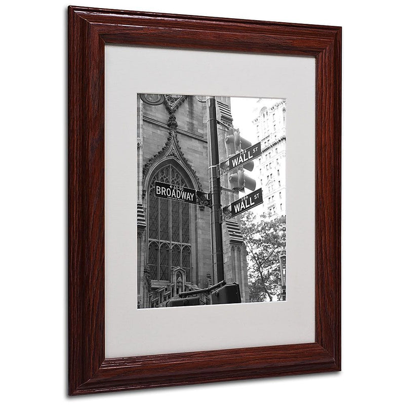 Trademark Fine Art 'Wall Street Signs' 11" x 14" Wood Frame Art