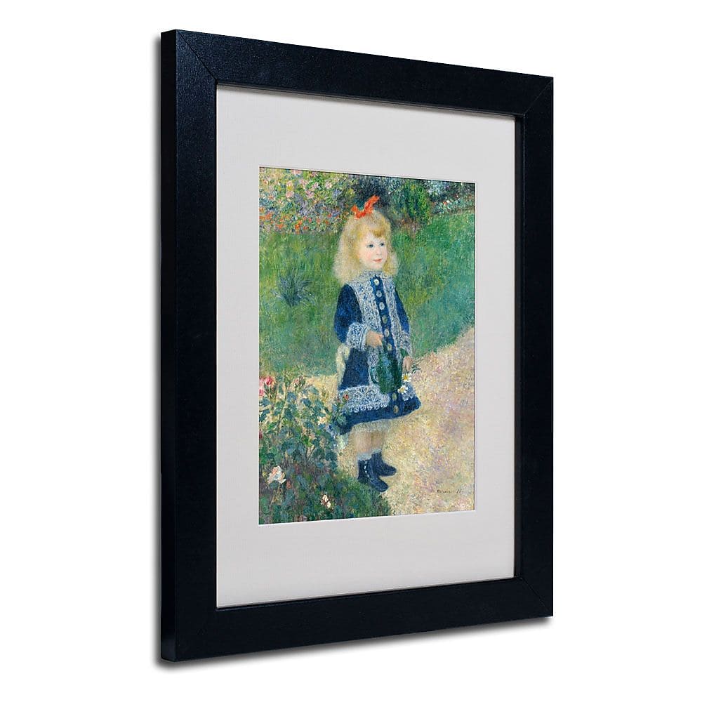 Trademark Fine Art 'A Girl With a Watering Can' 11" x 14" Black Frame Art