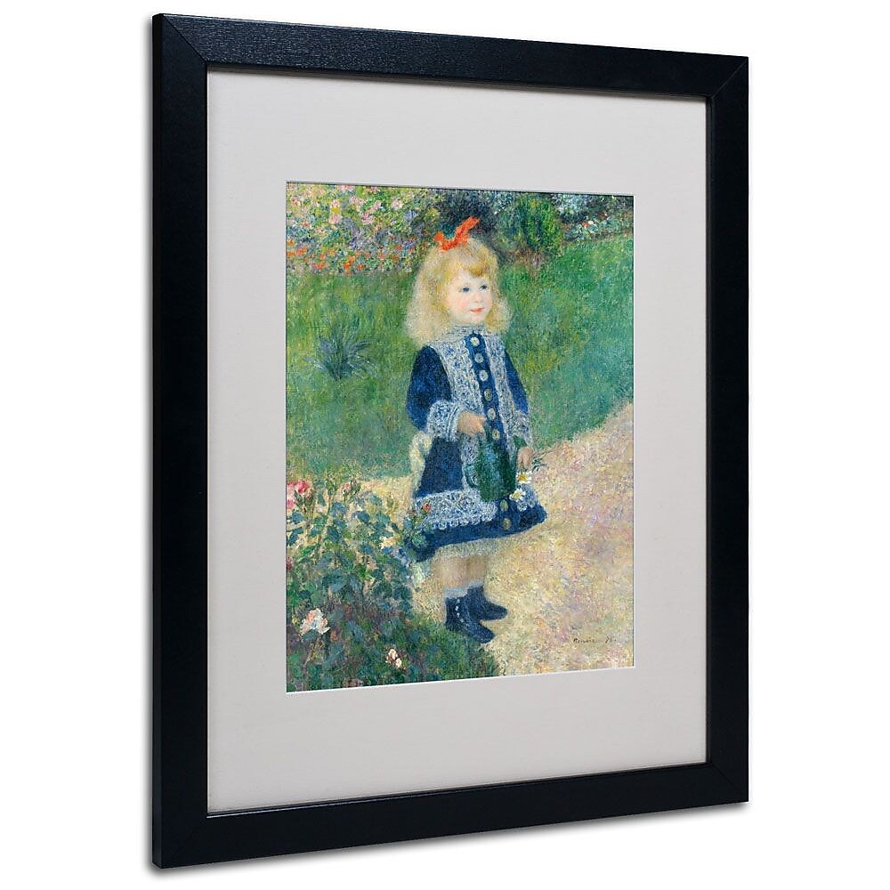 Trademark Fine Art 'A Girl With a Watering Can' 16" x 20" Black Frame Art