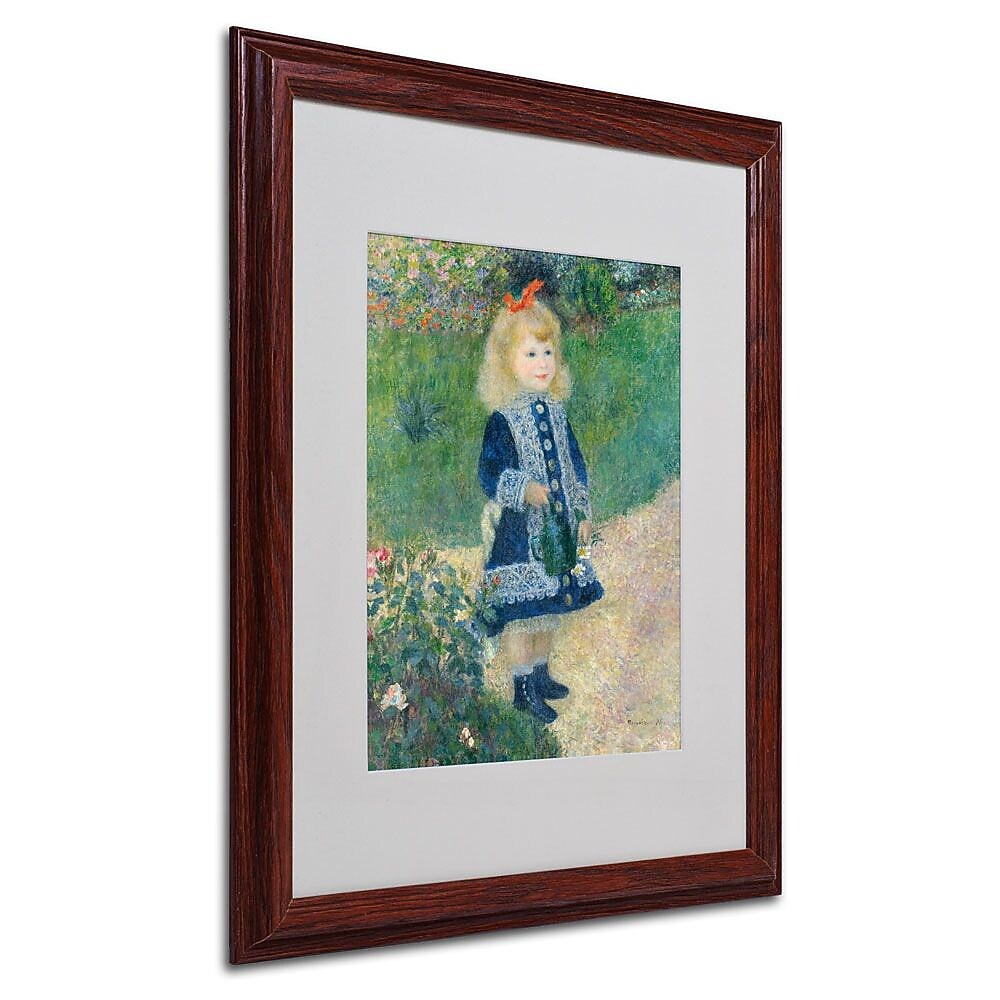 Trademark Fine Art 'A Girl With a Watering Can' 16" x 20" Wood Frame Art