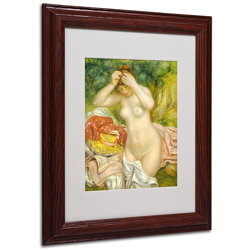 Trademark Fine Art 'Bather Arranging Her Hair' 11" x 14" Wood Frame Art
