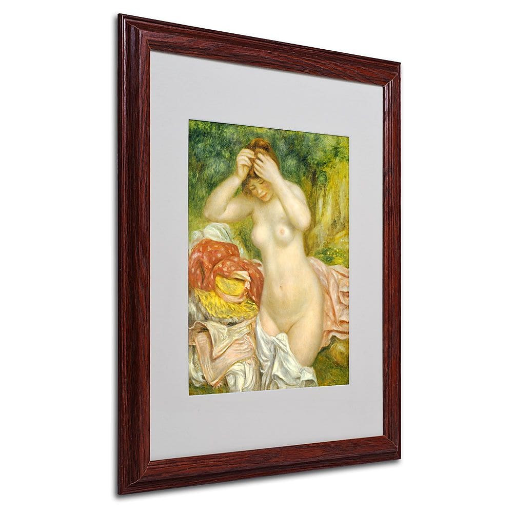 Trademark Fine Art 'Bather Arranging Her Hair' 16" x 20" Wood Frame Art