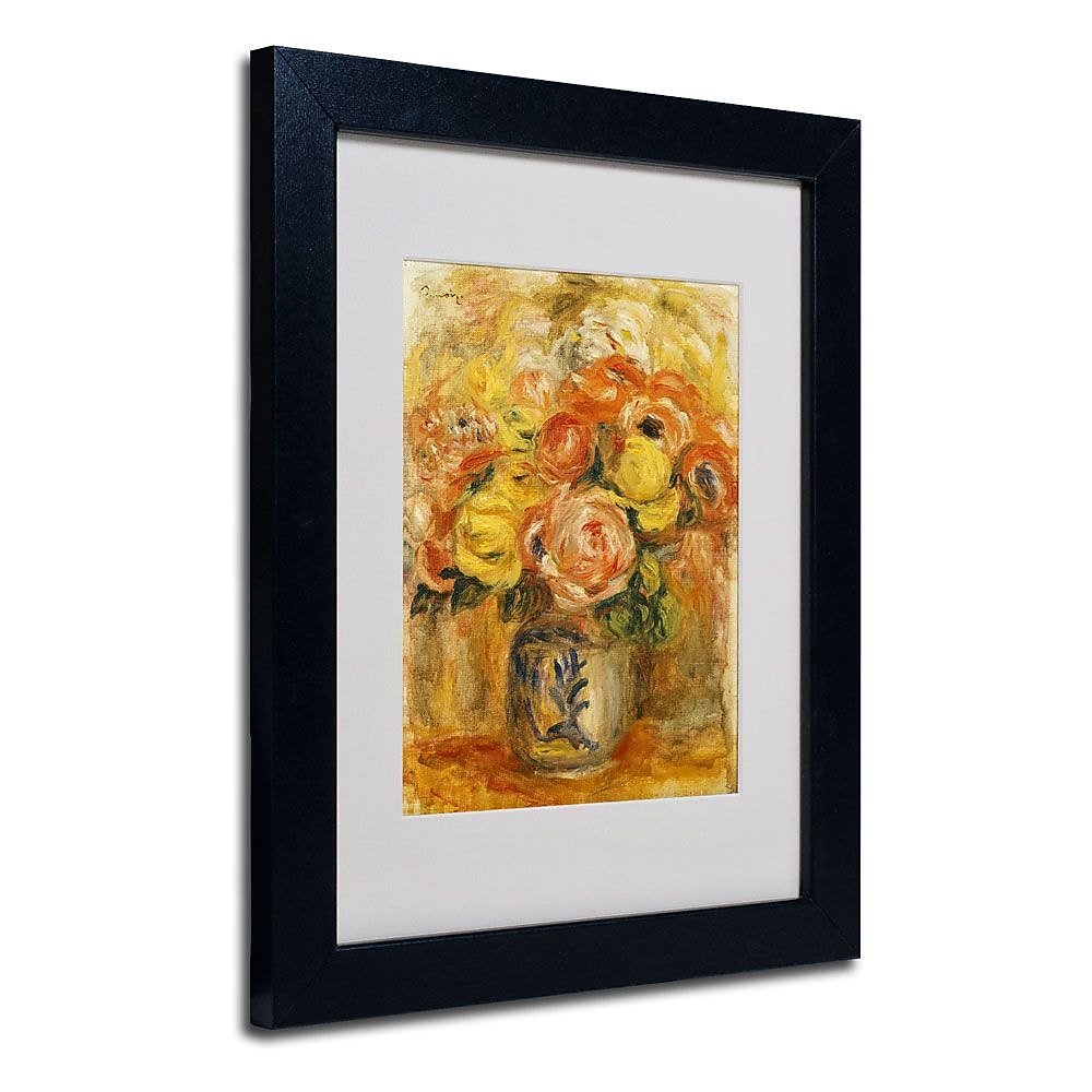 Trademark Fine Art 'Fleurs Dans Un Vase Bleu' 11" x 14" Black Frame Art
