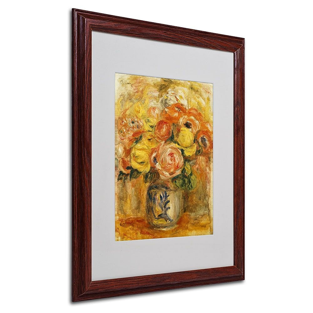 Trademark Fine Art 'Fleurs Dans Un Vase Bleu' 16" x 20" Wood Frame Art