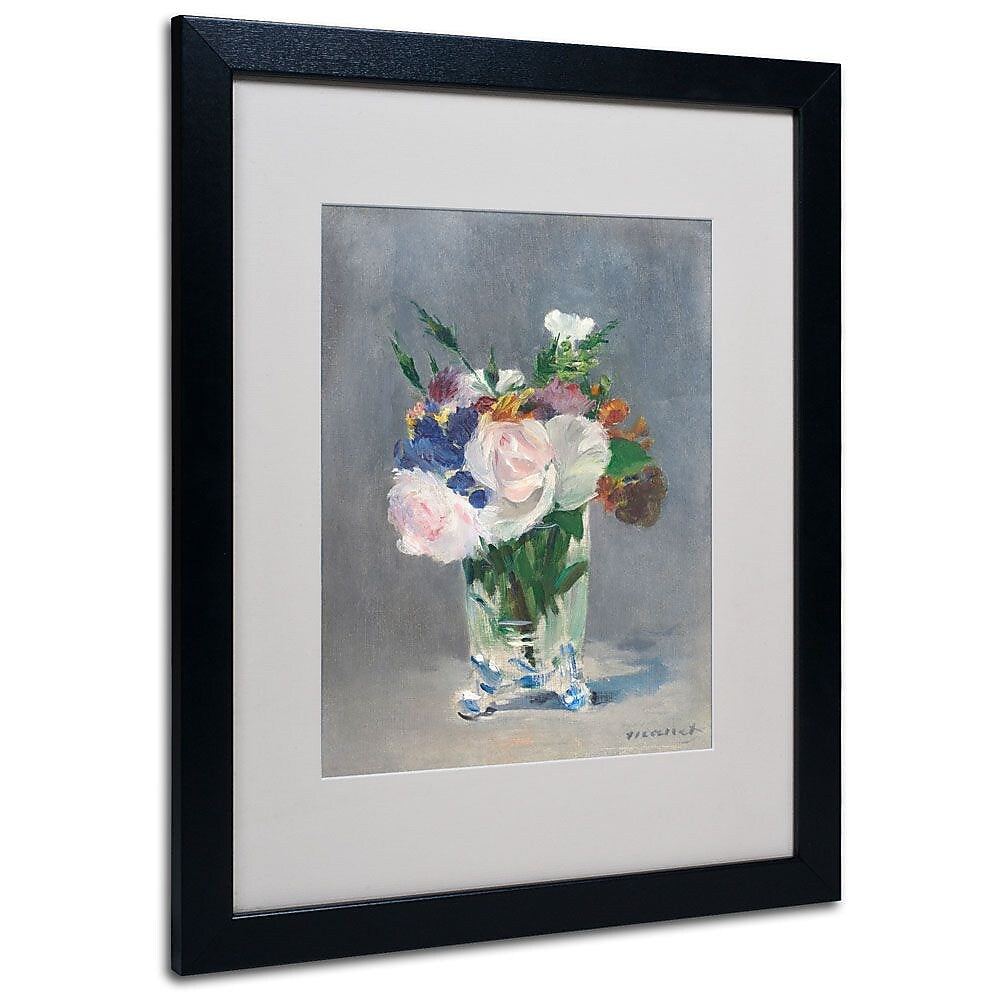Trademark Fine Art 'Flowers In a Crystal Vase' 16" x 20" Black Frame Art