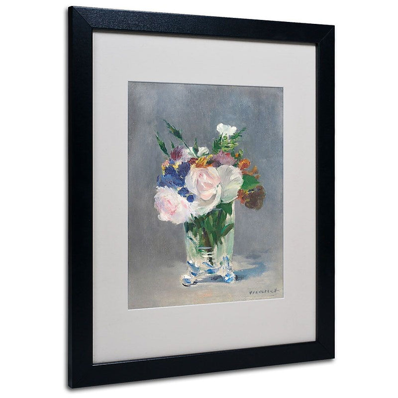Trademark Fine Art 'Flowers In a Crystal Vase' 16" x 20" Black Frame Art