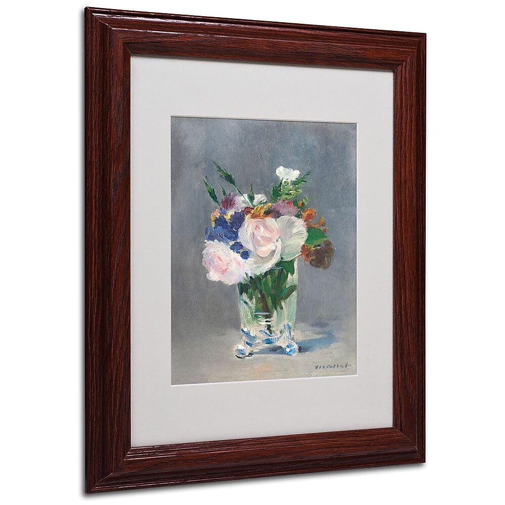 Trademark Fine Art 'Flowers In a Crystal Vase' 11" x 14" Wood Frame Art