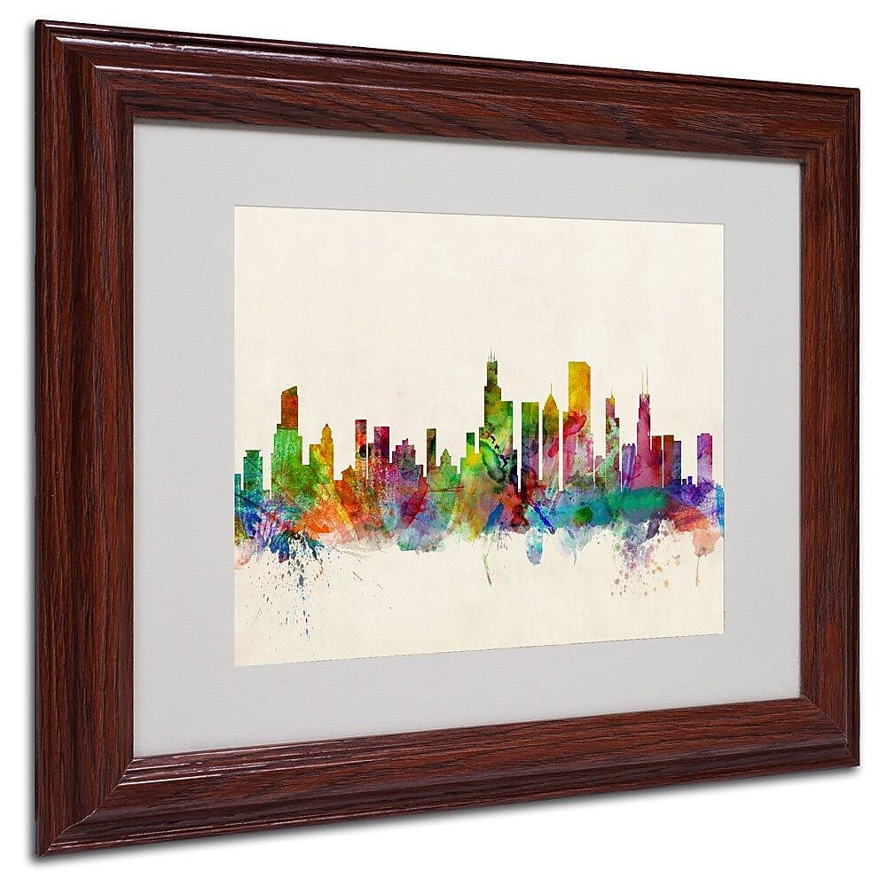 Trademark Fine Art 'Chicago, Illinois' 11" x 14" Wood Frame Art