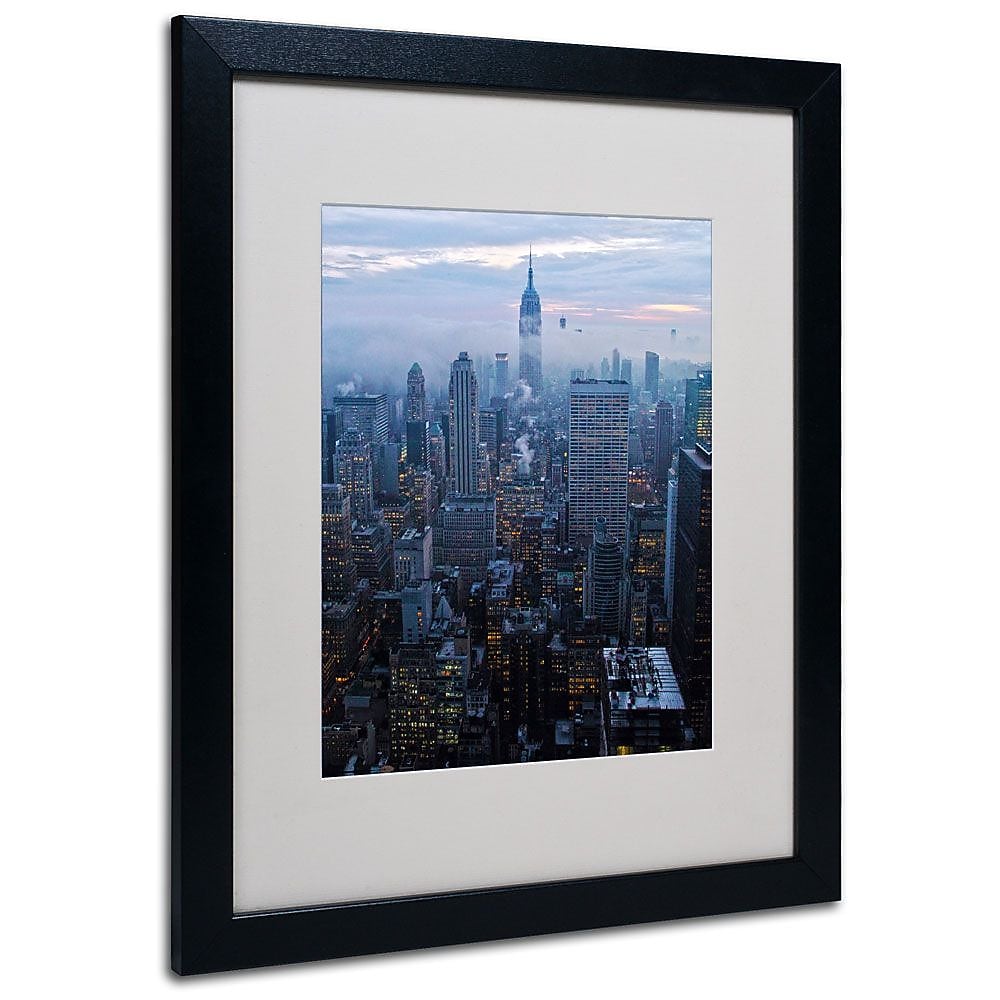 Trademark Fine Art 'City Lights' 16" x 20" Black Frame Art