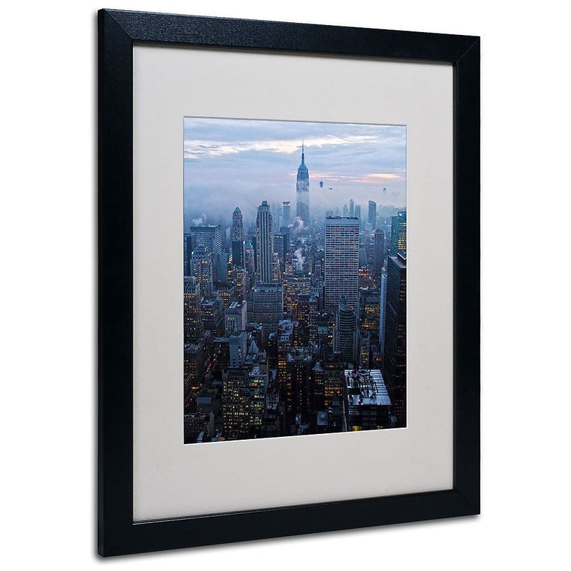 Trademark Fine Art 'City Lights' 16" x 20" Black Frame Art