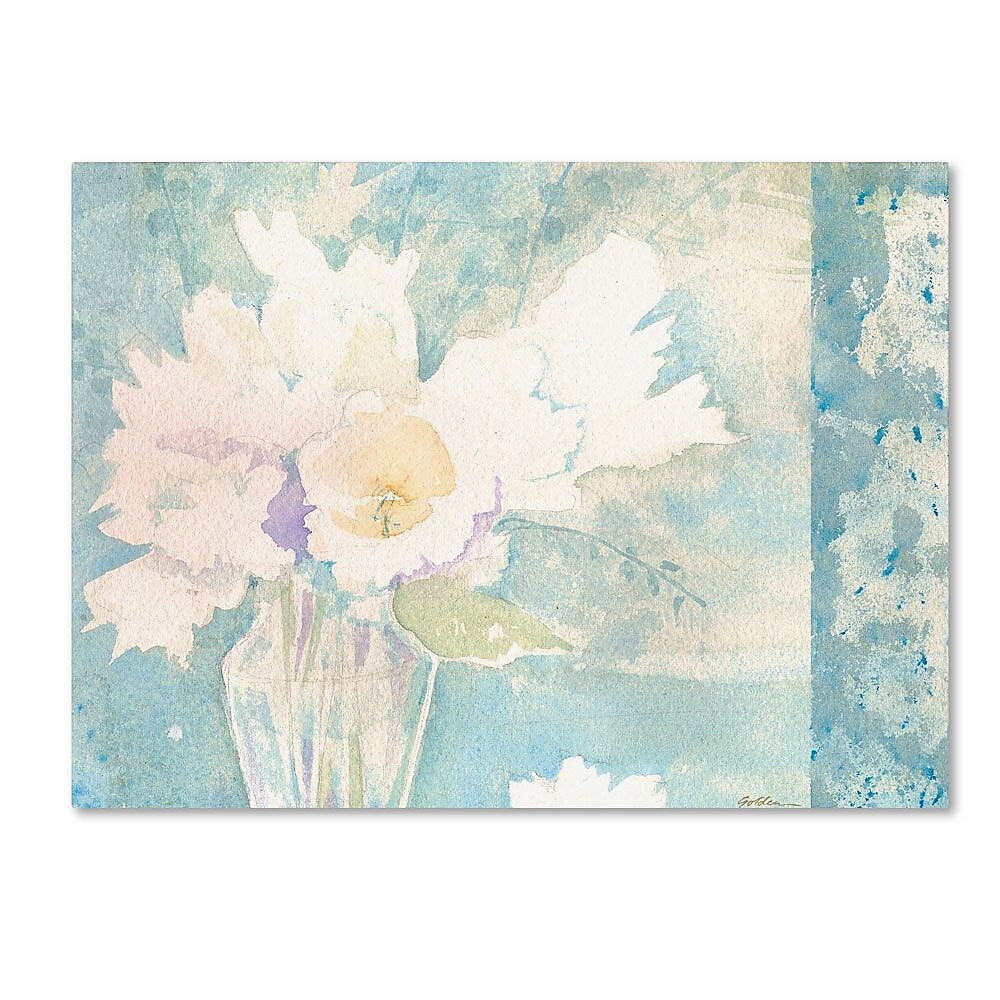 Trademark Fine Art 'White and Teal Composition' 24" x 32" Canvas Art